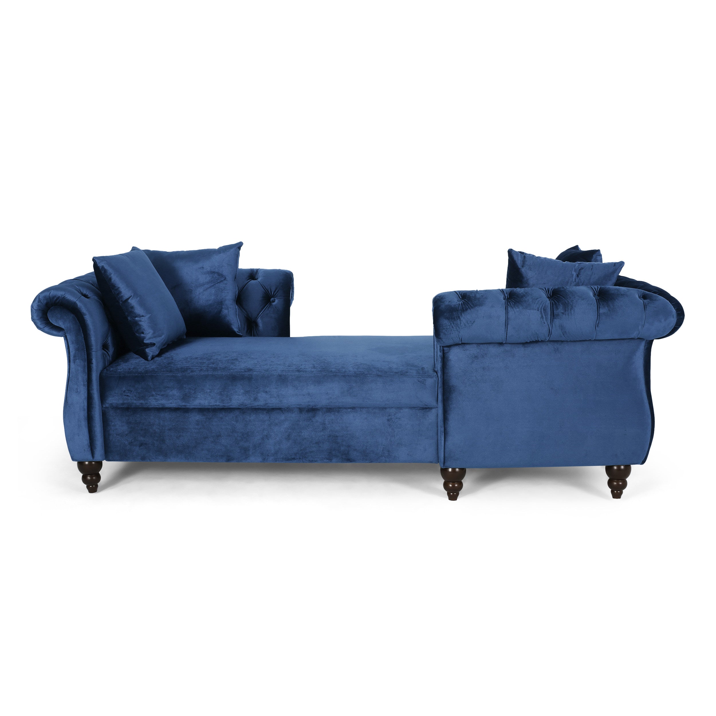 Harrisville Modern Glam Tufted Velvet Tete-a-Tete Chaise Lounge with Accent Pillows