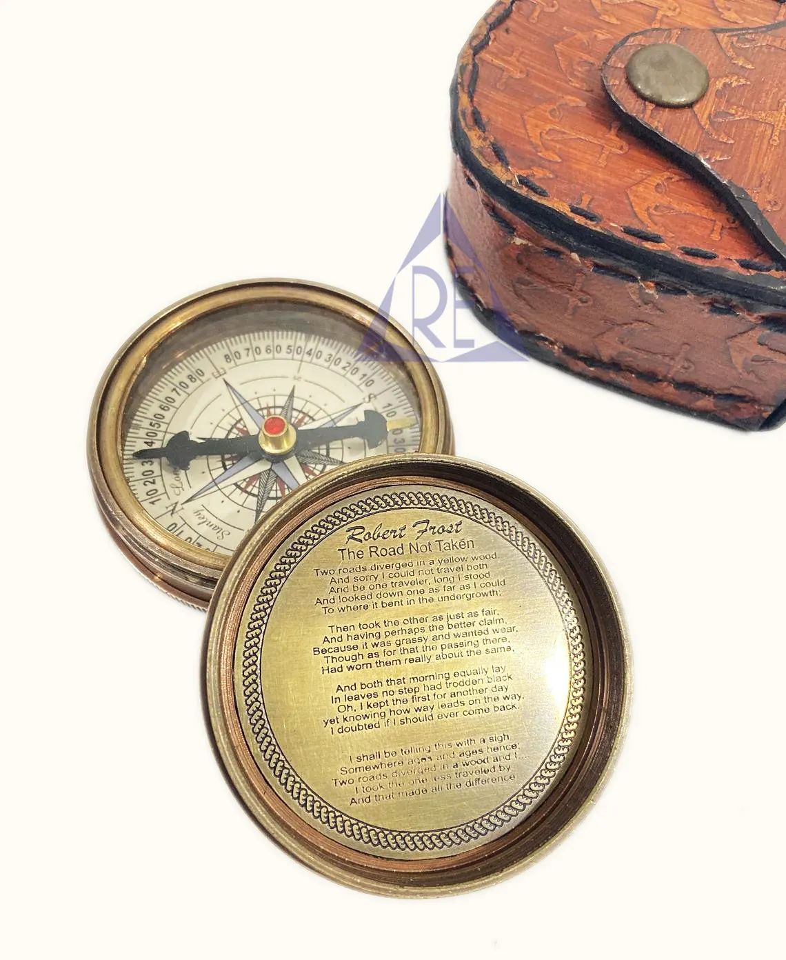 Brass Unique Calendar Sundial Compass with Leather Case  Handmade Gift Functional Compass Gift birthday gift