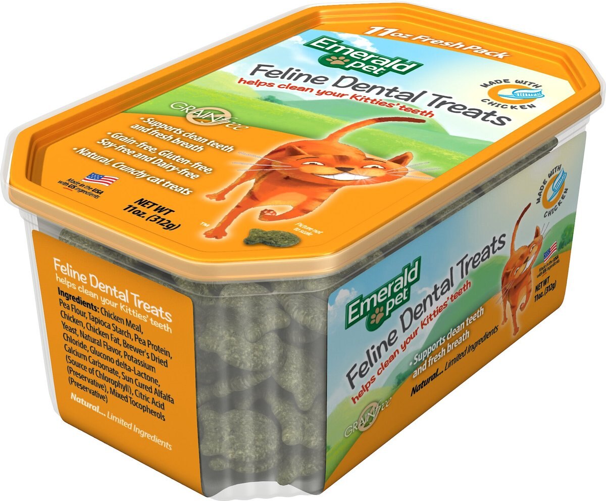 Emerald Pet Feline Dental Treats with Chicken Cat Treats