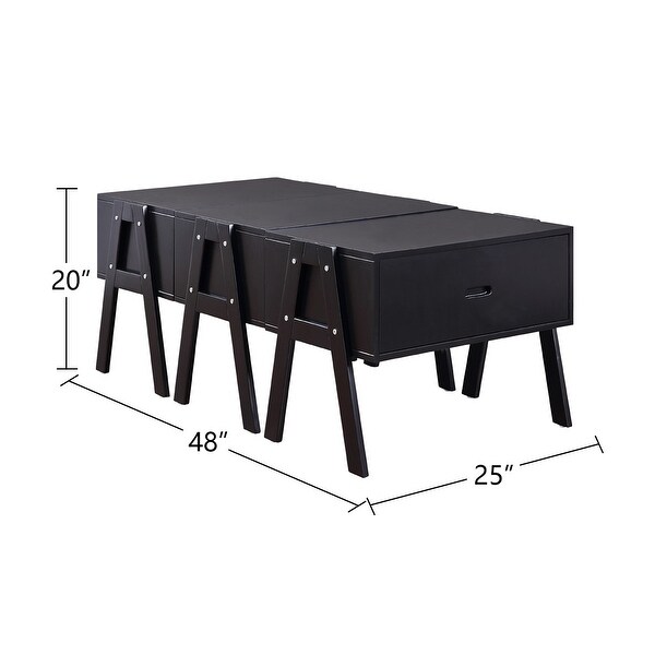 Rectangular Convertible Coffee Table in Black Finish