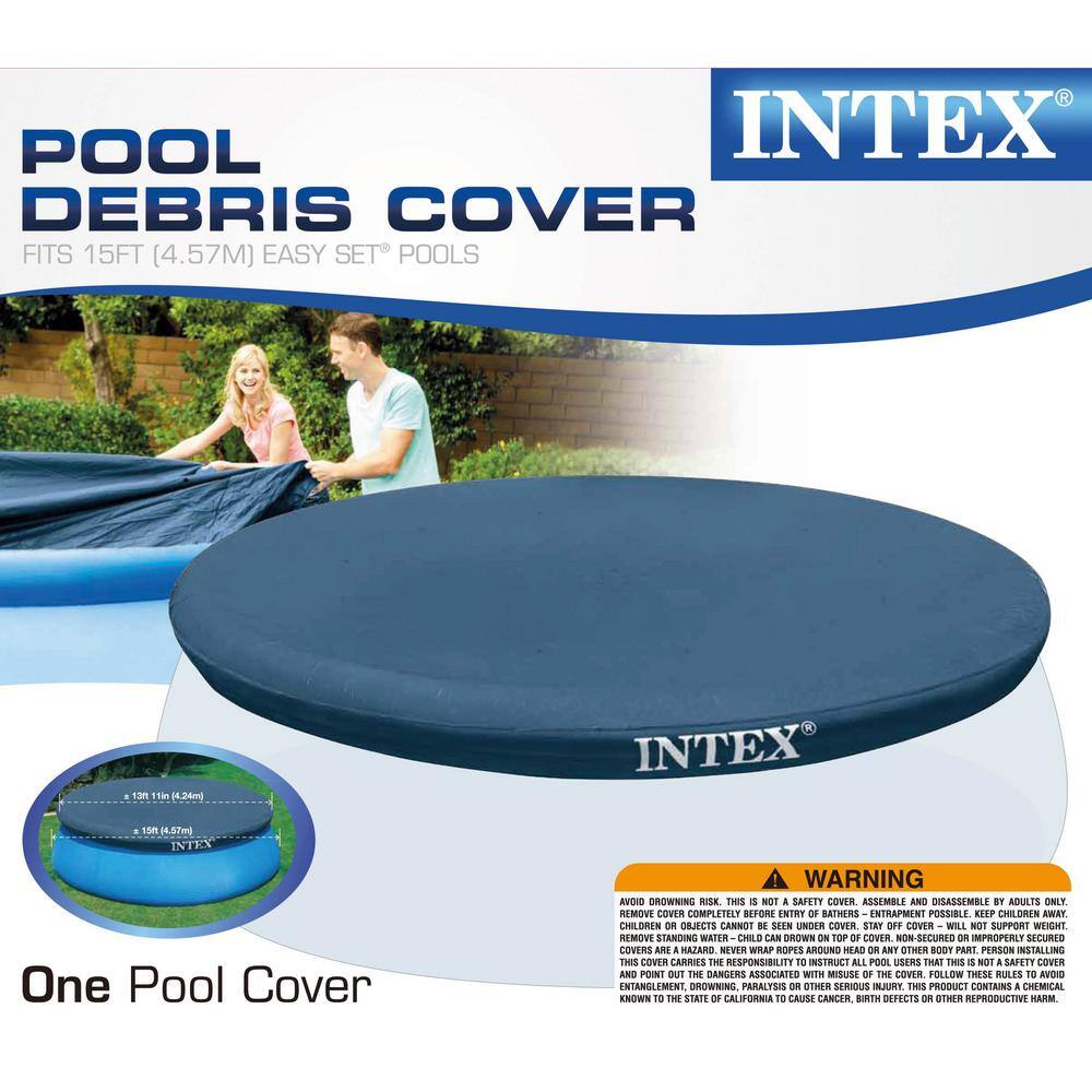 Intex Easy Set 15 ft. Round Vinyl Swimming Above Ground Pool Debris Leaf Cover Tarp (2-Pack) 2 x 28023E