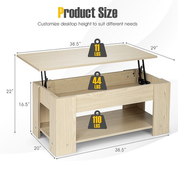 Costway Lift Top Coffee Table Modern Accent Table w/Hidden Storage - See Details