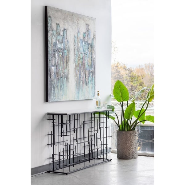 Aurelle Home Mixel Modern Iron and Marble Console Table - 30