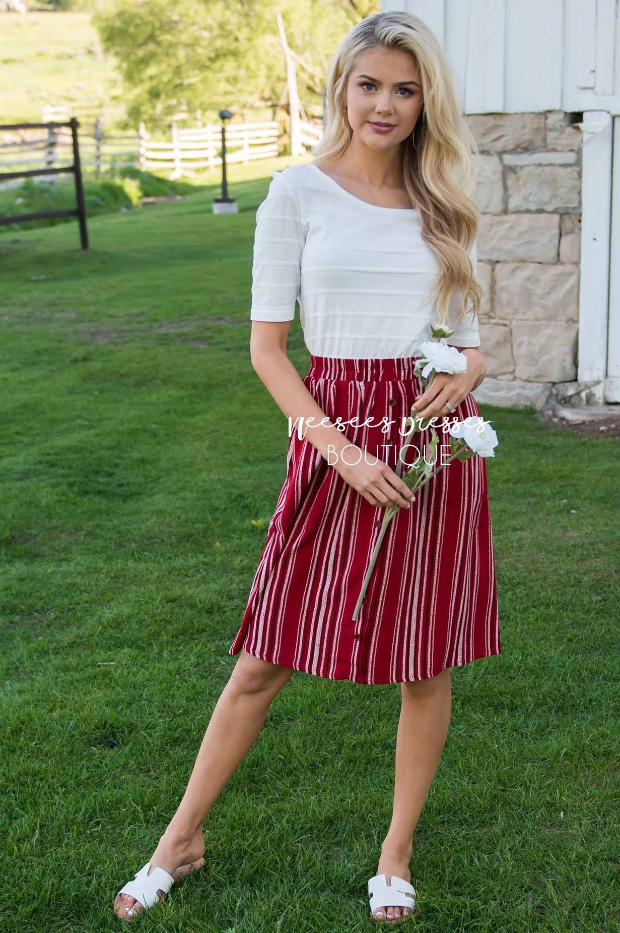 Burst Of Joy Striped Button Skirt