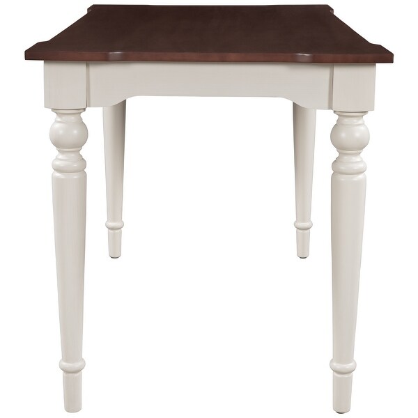 Wood Retro Classical Dining Table， Cherry Top+White Legs