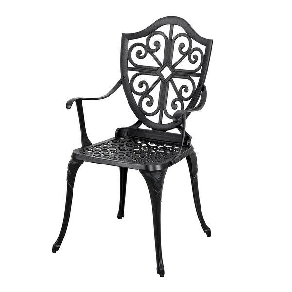 24 Inch Cast Aluminum Bistro Table with Umbrella Hole and 2 Bistro Chairs