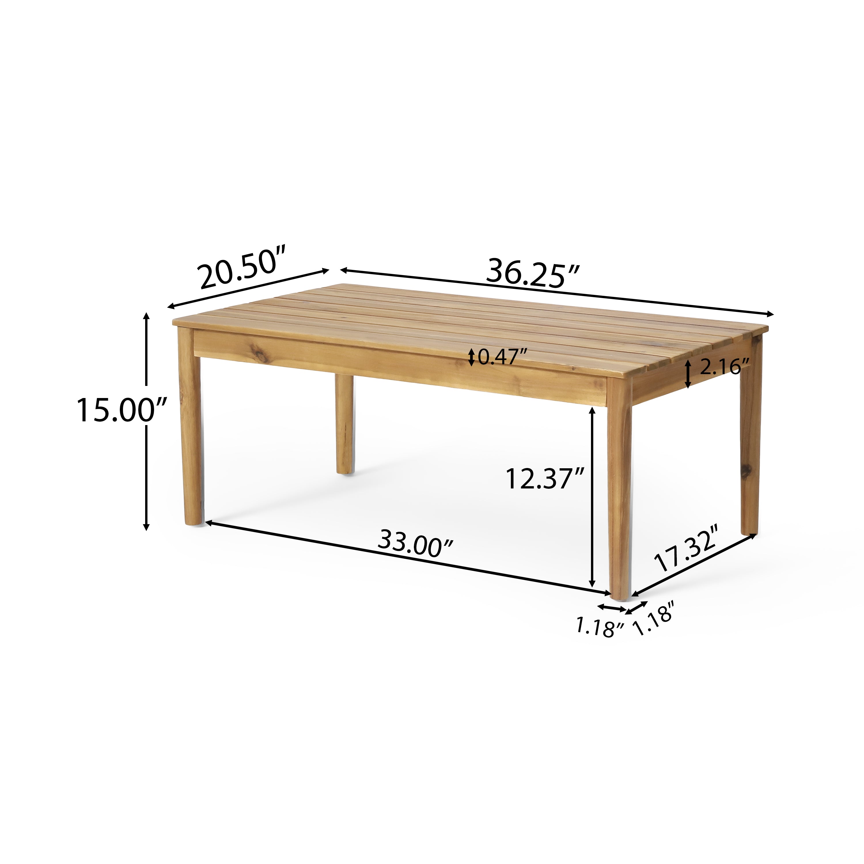 Alamosa Outdoor Acacia Wood Coffee Table, Teak