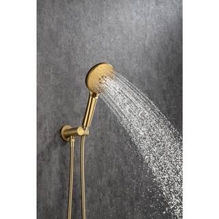 Lukvuzo 14 in. Brushed Nickel 3-Jet Shower System with Tub Spout and Rough-in Valve in Gold SNSA08FS003