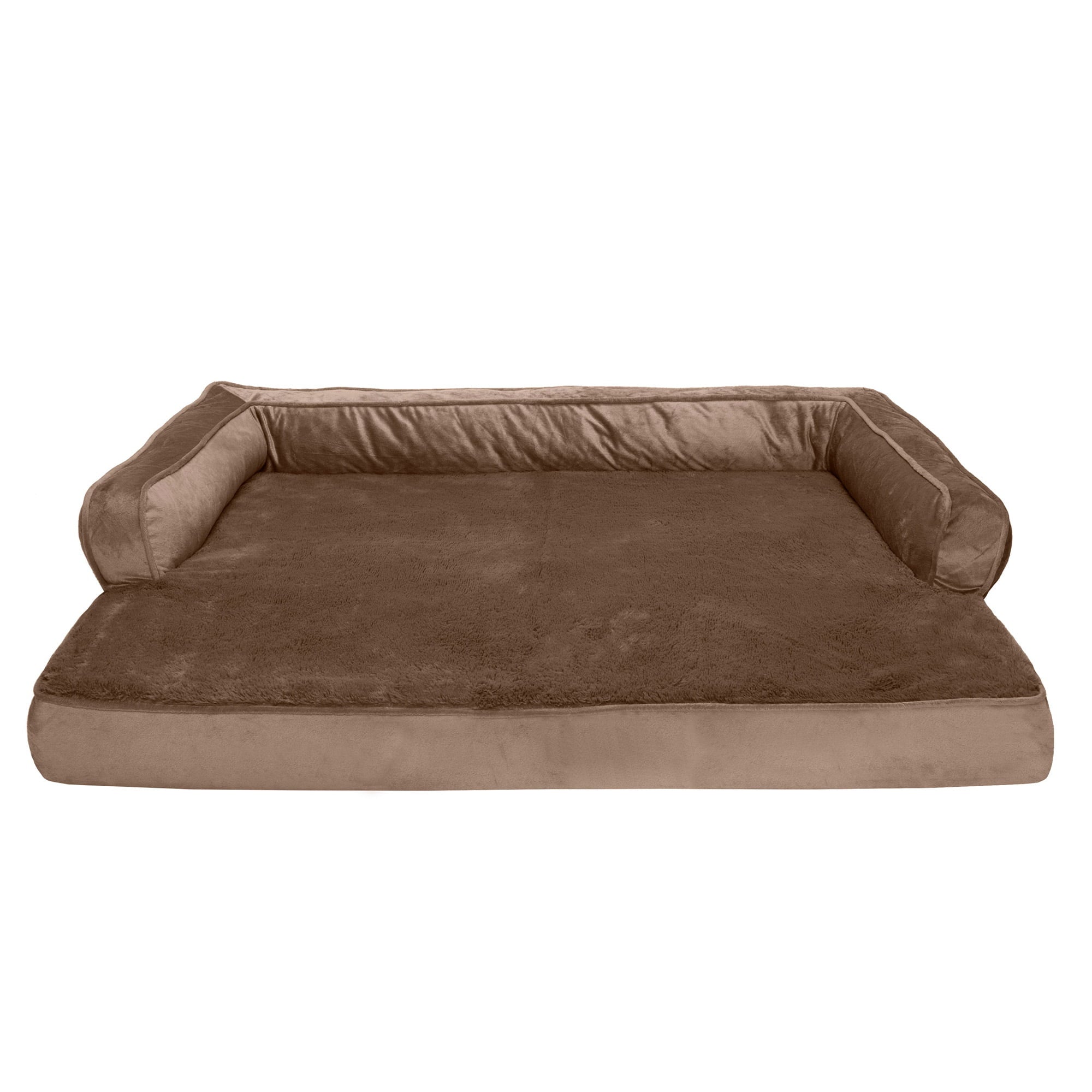 FurHaven Pet Products | Orthopedic Plush and Velvet Comfy Couch Sofa-Style Pet Bed for Dogs and Cats， Almondine， Jumbo