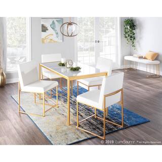 Lumisource Fuji White Faux Leather Gold in High Back Dining Chair (Set of 2) DC-HBFUJI AUW2