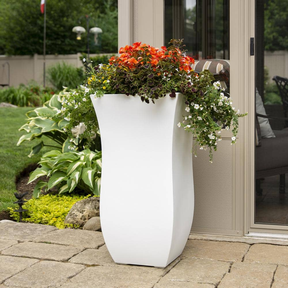 Mayne Valencia 30 in. Tall White Polyethylene Planter 5874-W