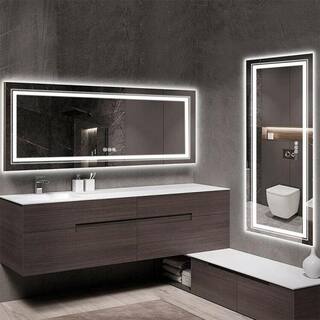 Wisfor Modern 47 in. W x 24 in. H Extra Large Rectangular Frameless Anti-Fog Backlit Dual Front Led Wall Bathroom Vanity Mirror XMR-C28-218-US