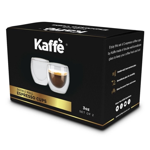 Kaffe 3oz Double wall Borosilicate Glass Cups Set Of 2