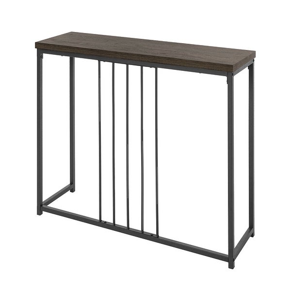 Homy Casa Brown Metal Wood Console Table