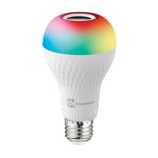 EcoSmart 60-Watt Equivalent A21 Bluetooth Speaker Colored LED Light Bulb Plus Bright White with Remote Control (1-Pack) BTOM60RGB3KESM