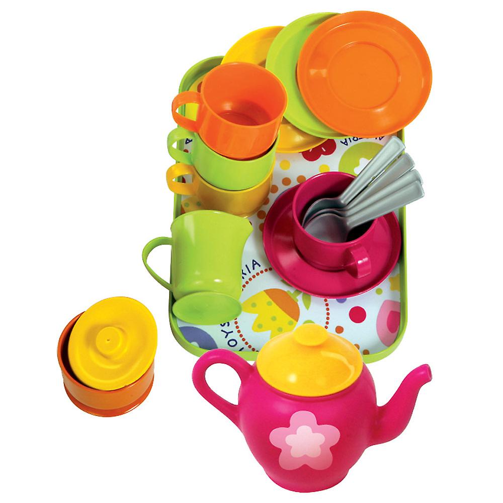 Gowi Toys Coffee Service Set (Pink/Green - 18 Pieces) Pretend Play Set Children