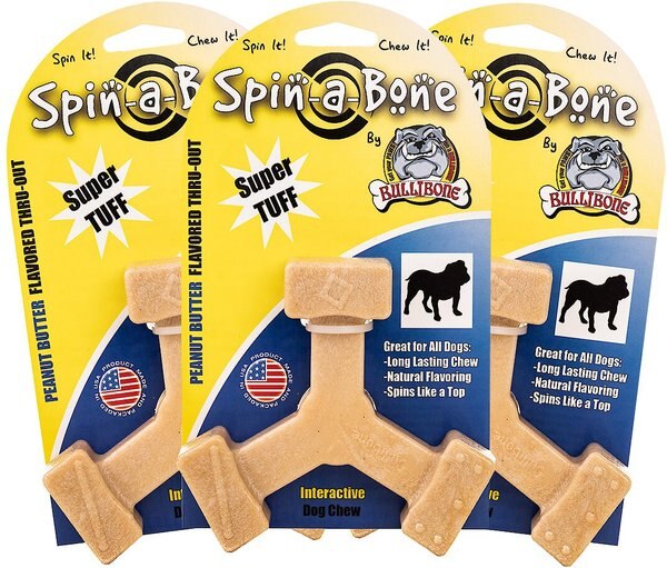 BulliBone Spin-a-Bone Peanut Butter Flavor Dog Chew Toy