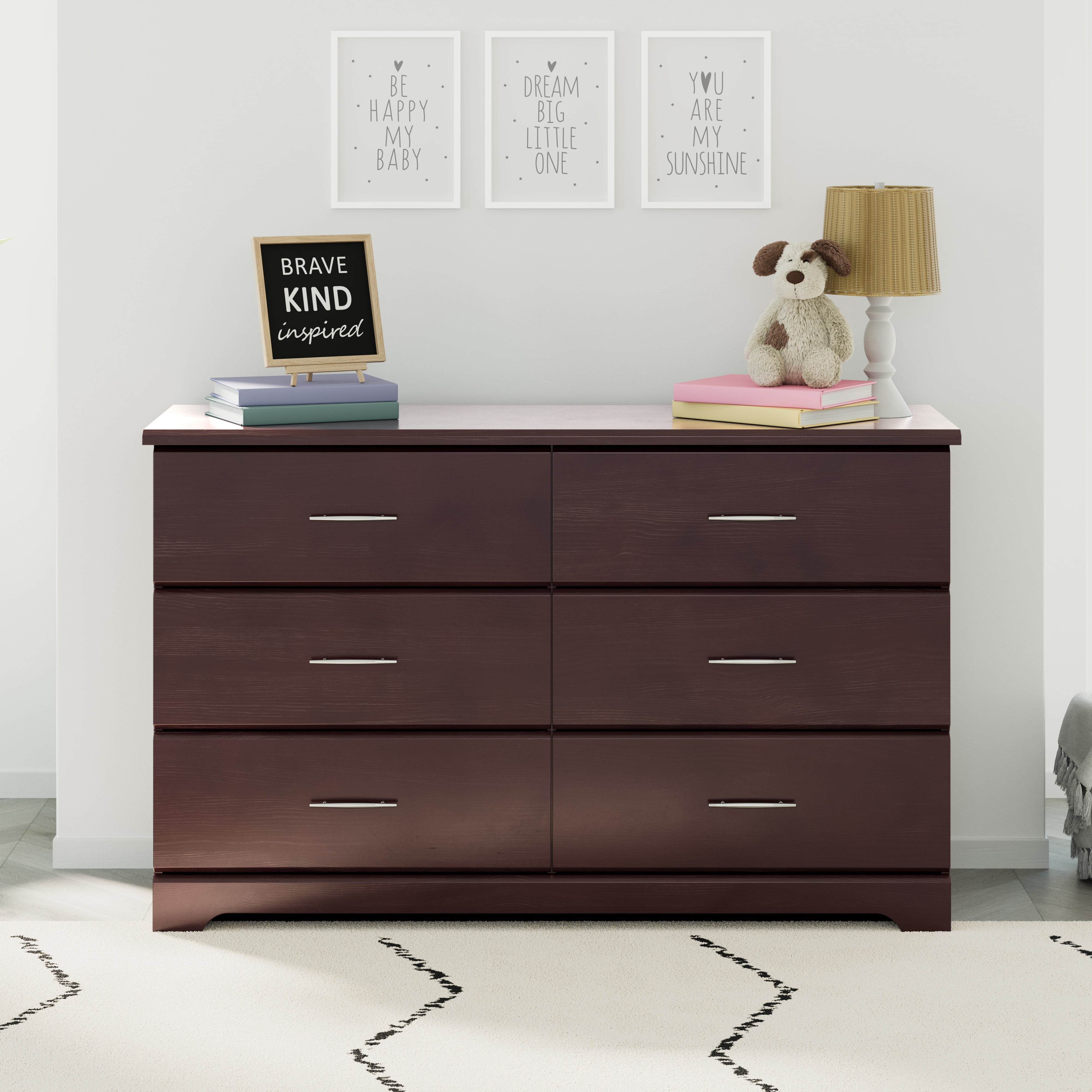 Storkcraft Brookside 6 Drawer Modern Double Dresser Espresso