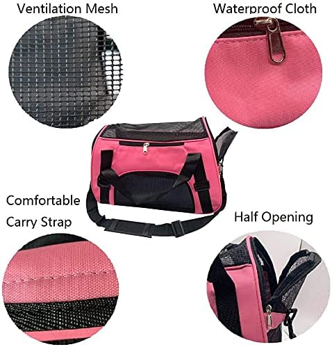 TIYOLAT Pet Carrier Bag， Airline Approved Duffle Bags， Pet Travel Portable Bag Home for Little Dogs， Cats and Puppies， Small Animals （Medium-pink）