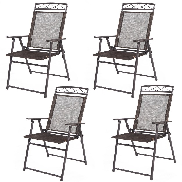 Tangkula 4pcs Folding Sling Chairs Patio Garden Pool