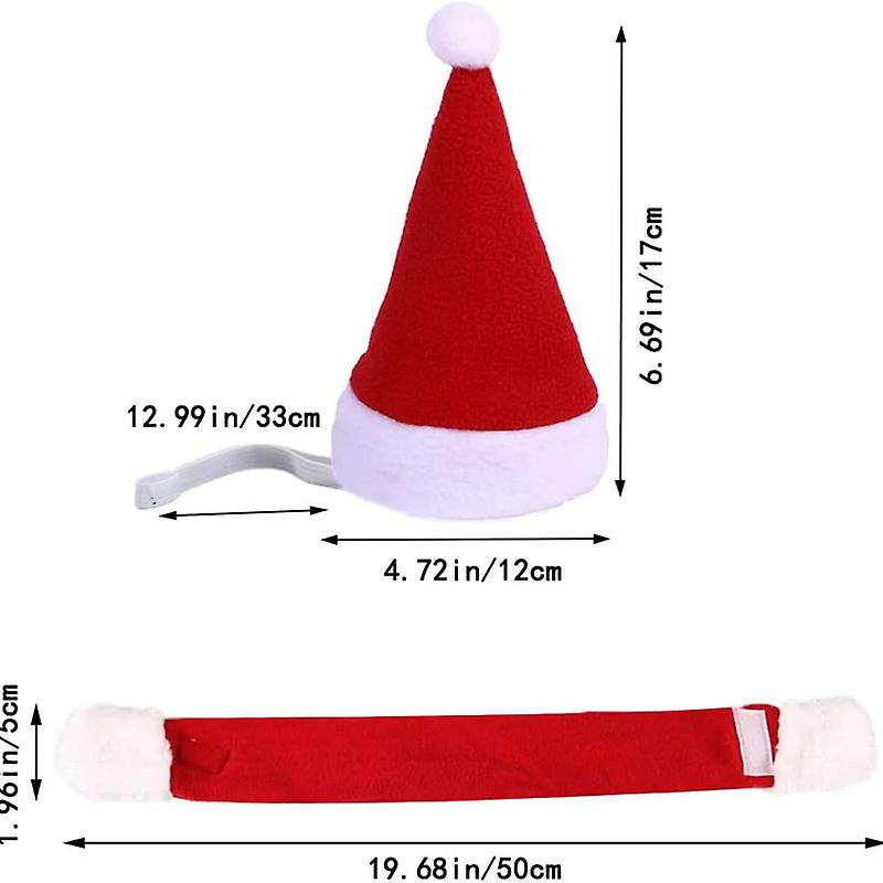 2Pcs Christmas Cat Costume with Santa Hat and Scarf for Pet Kitten Puppy