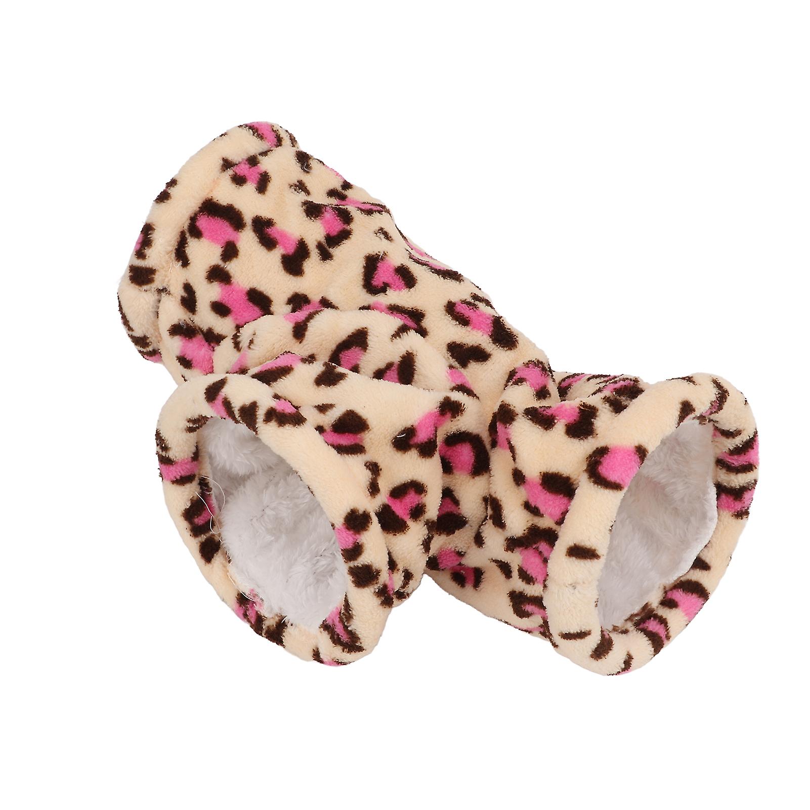 Hamster 3 Way Tunnel Honey Bag Flying Guinea Pig Hedgehog Winter Warm 3 Way Tunnel Toypink Leopard Tee Small