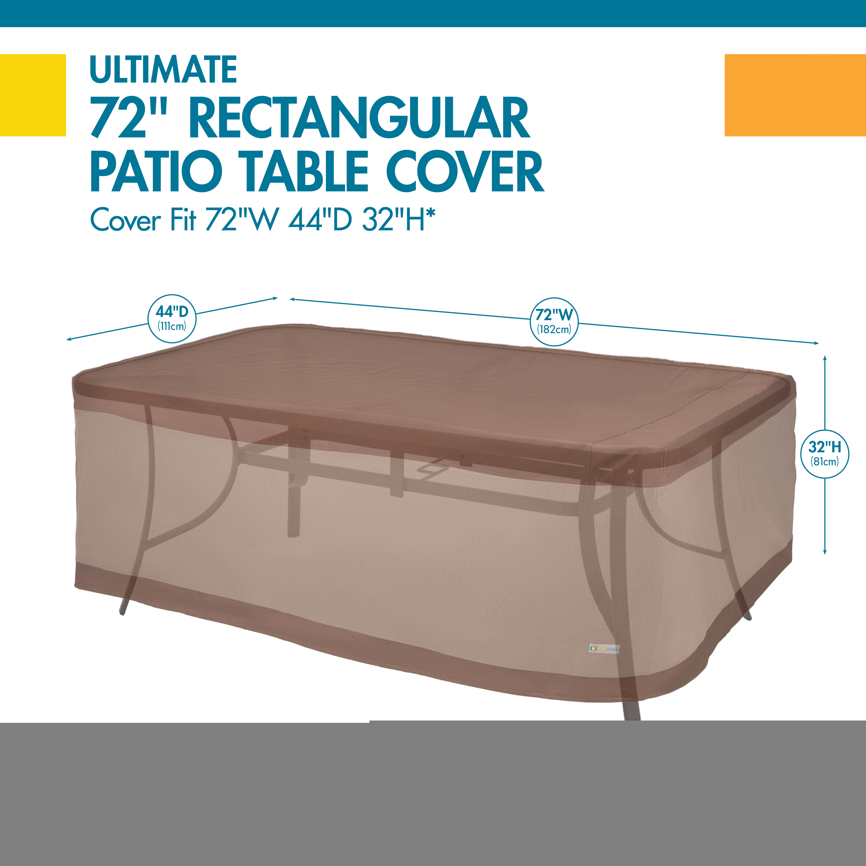 Duck Covers Ultimate Waterproof 72 Inch Rectangular Patio Table Cover