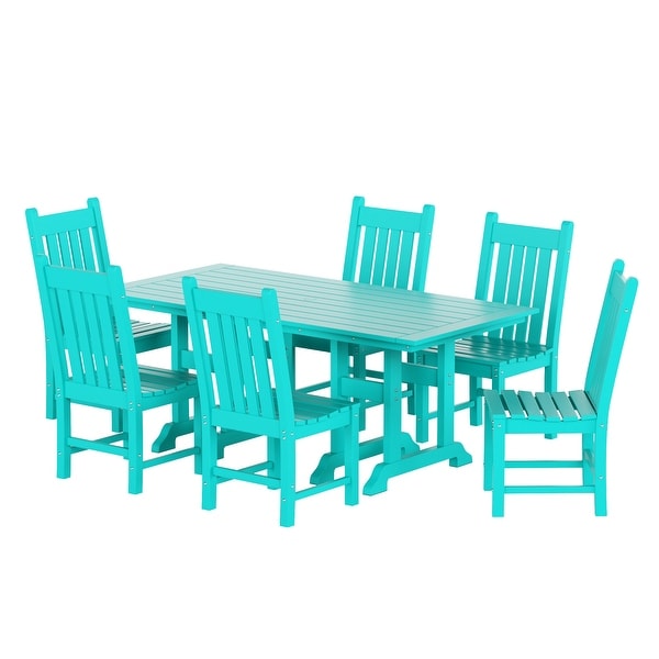 Polytrends Laguna Hdpe All Weather Outdoor Patio Dining Set with Rectangular Table，Armless Dining Chairs (7Piece Set)