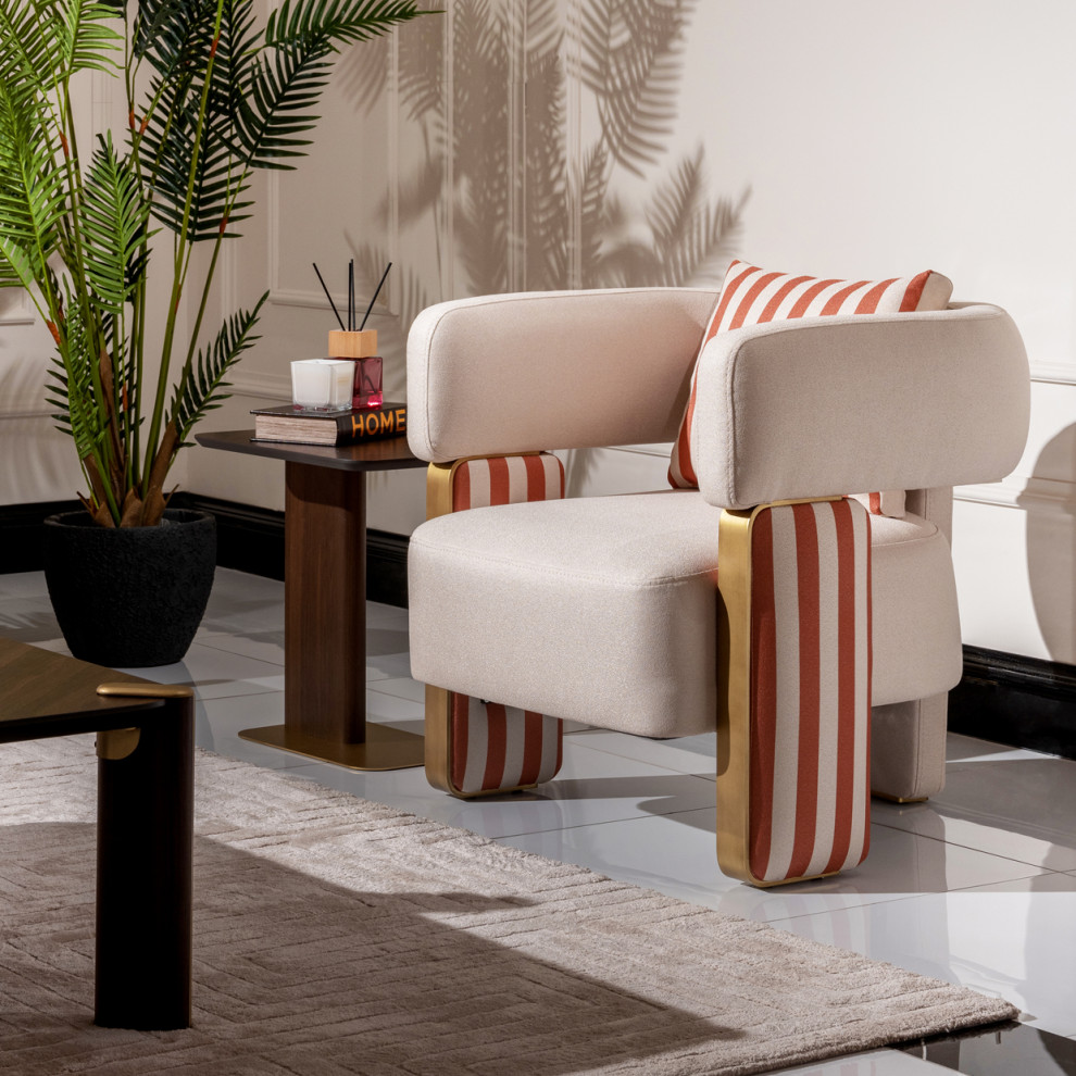 Amora Accent Chair Ash/Eggshell Walnut   Contemporary   Armchairs And Accent Chairs   by Michael Amini  Houzz