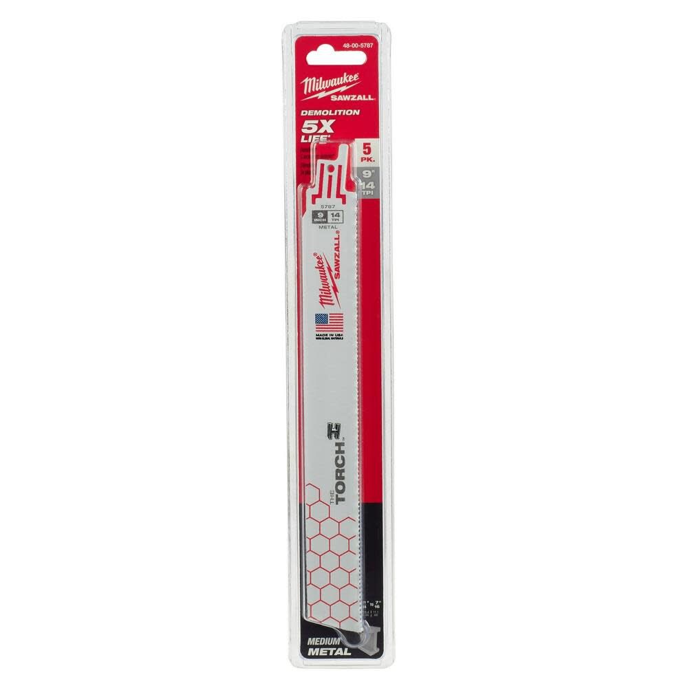 Milwaukee 9 in. 14 TPI THE TORCH SAWZALL Blade 5PK 48-00-5787 from Milwaukee