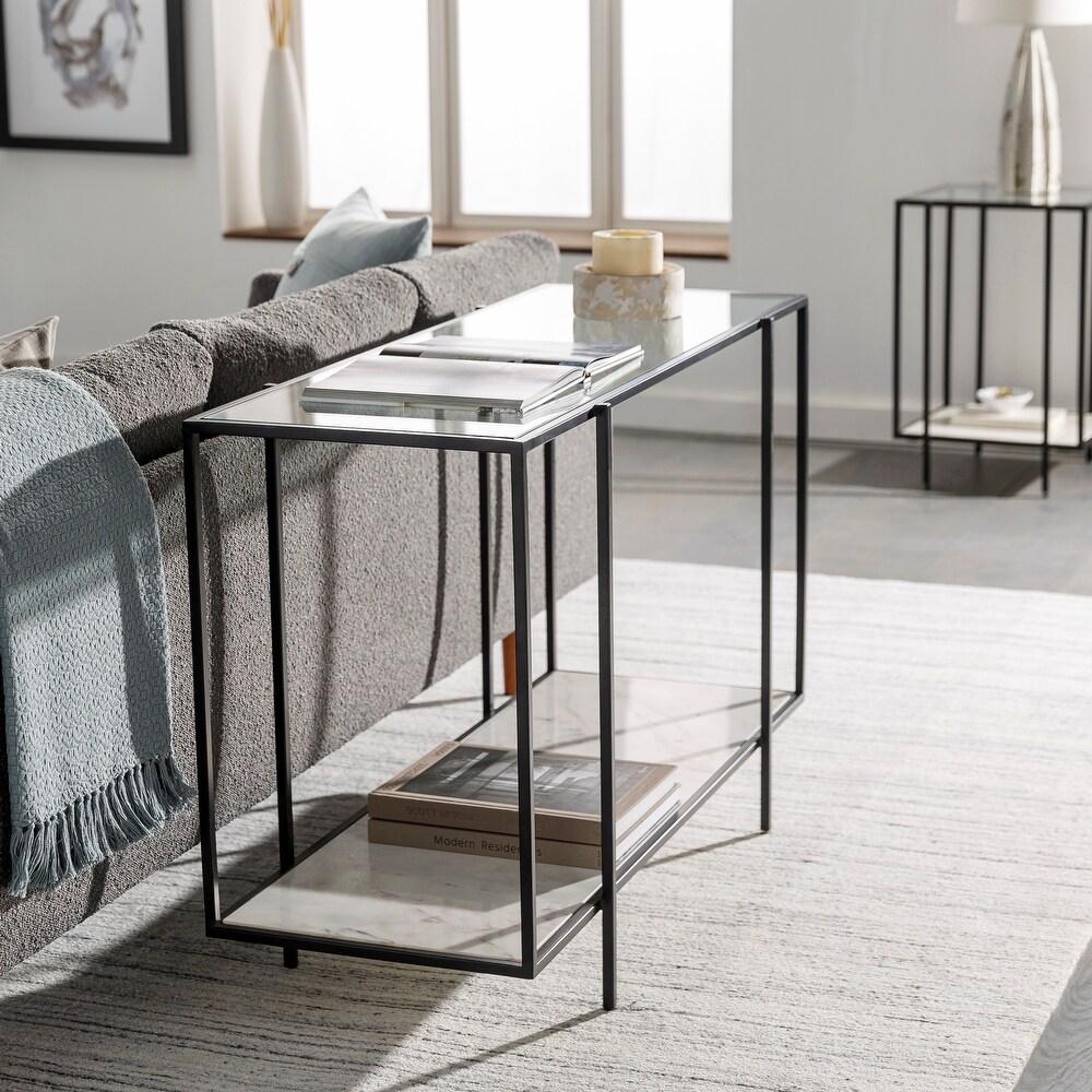 Alecsis Glass Two Tier 30 inch Console Table