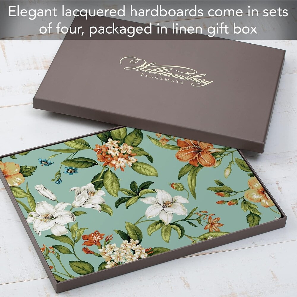 Temple of Flora Decorative Hardboard Cork Back Tabletop Placemats  4 Pack  Manufactured in The USA  Heat Tolerant