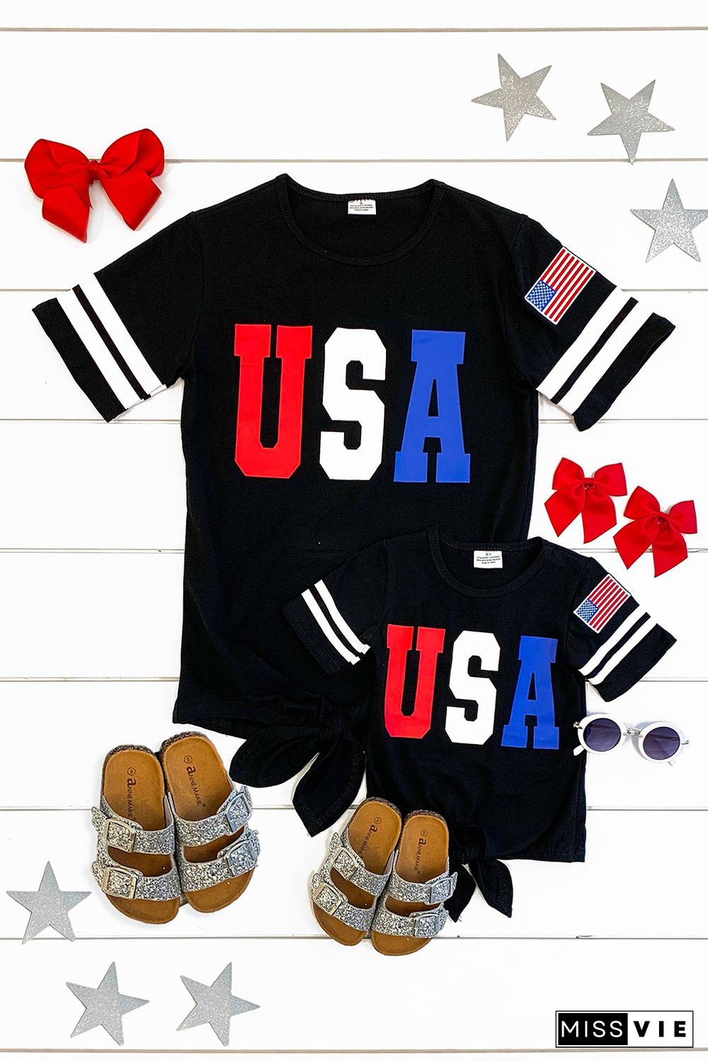 USA Graphic Tie Front Tee