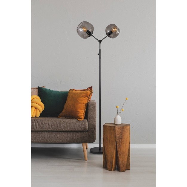 Ashton Collection Tall Floor Lamp Black includes Led Light Bulb Adesso