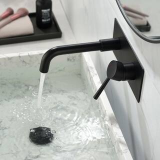 Aurora Decor ABAD Double-Hole Single-Handle Bathroom Wall Mount Faucet in Matte Black (Deck plate Included) DBSFHD2BNK0910