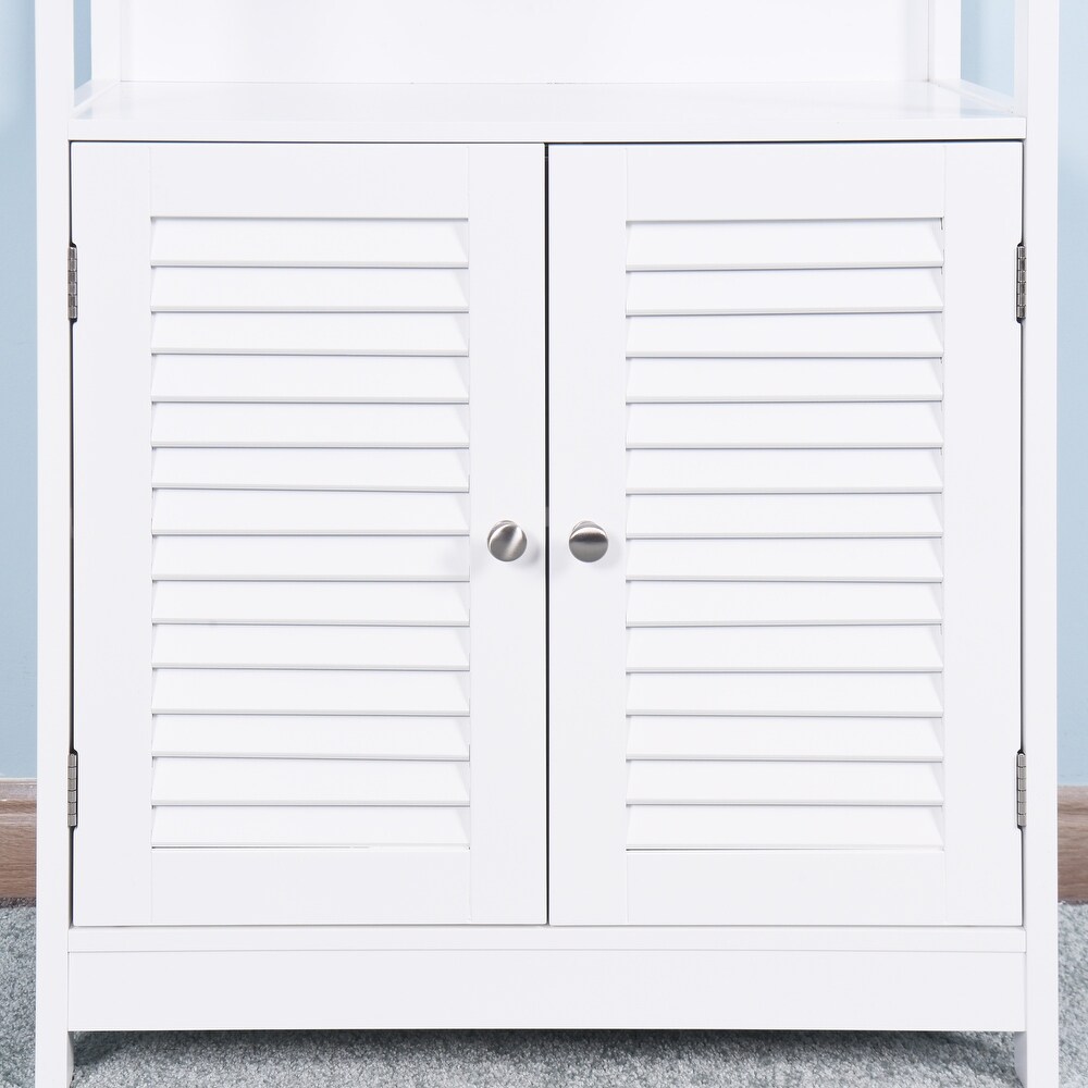 Bathroom Tall Storage Cabinet witht 2 Open Shelves and Doors