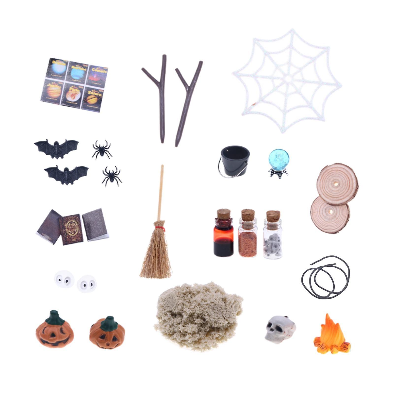 27pcs Dollhouse Halloween Ornament Kit Toy Halloween Scene Set For Kids Room