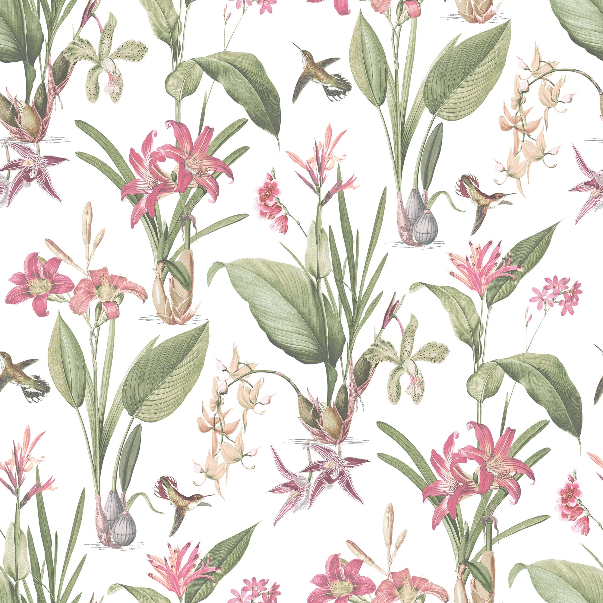 Cottage Botanical Pink Wallpaper from the Secret Garden Collection