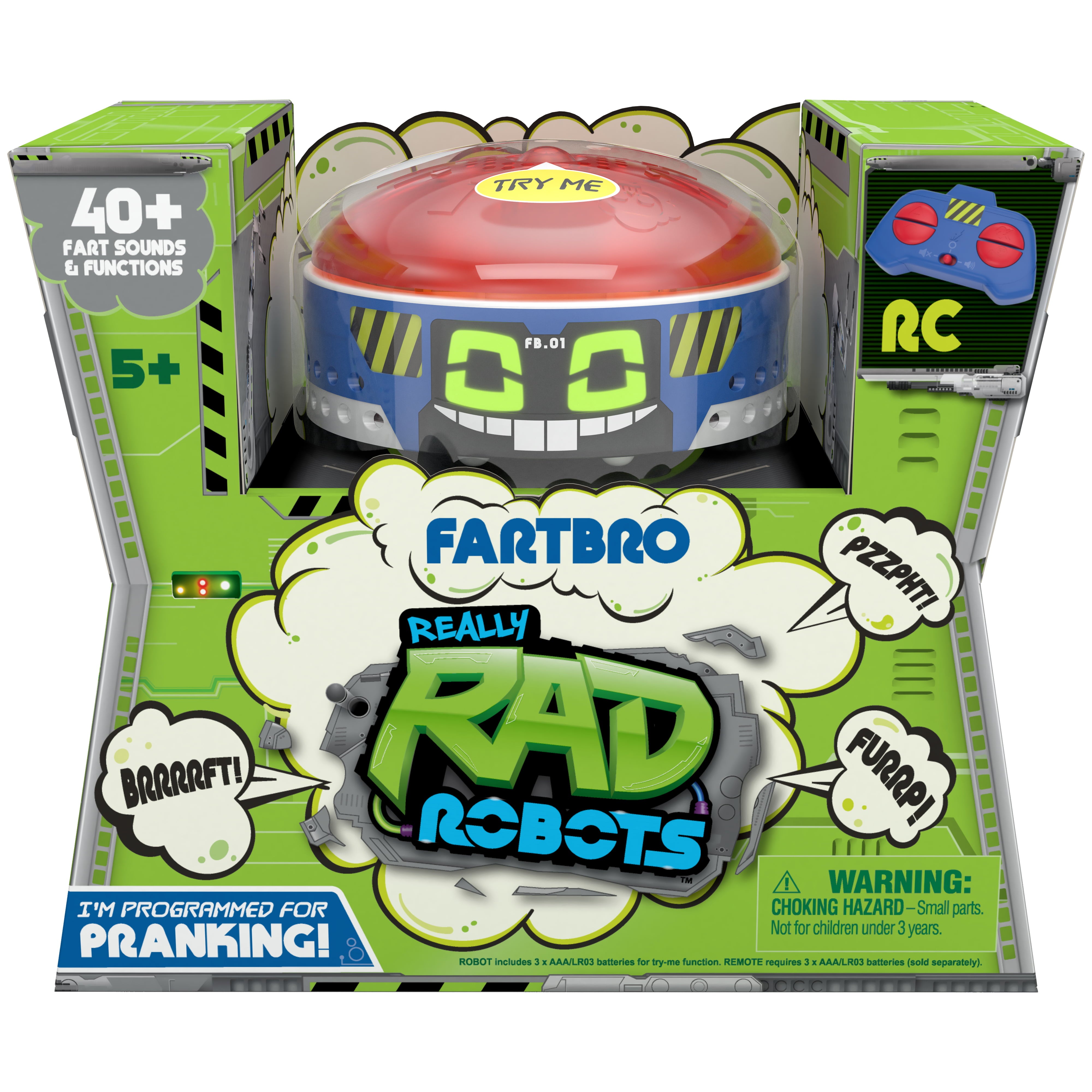 Really RAD Robots - Fartbro - Electronic Remote Control Farting Robot， Toys for Kids， Boys， Ages 5+