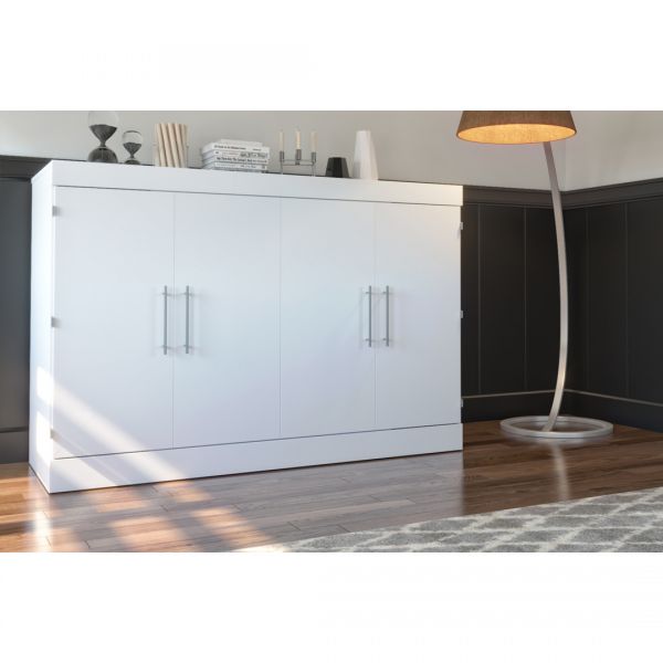 Bestar Nebula Queen Cabinet Bed with Mattress in White