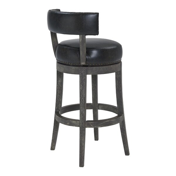 31 Inches Nailhead Trim Leatherette Swivel Barstool， Gray - 40 H x 21.5 W x 20 L Inches