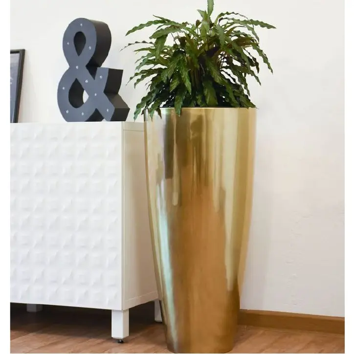 Low Price Gold Metal Planters for Garden Home Decorative Plant Custom Shape Flower Pot Luxury Floor Planter