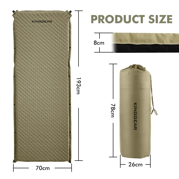 KingGear Outdoor Large Valve Inflatable Camping Mattress Pad Connectable Sponge Insulated Sleeping Pad for Camping