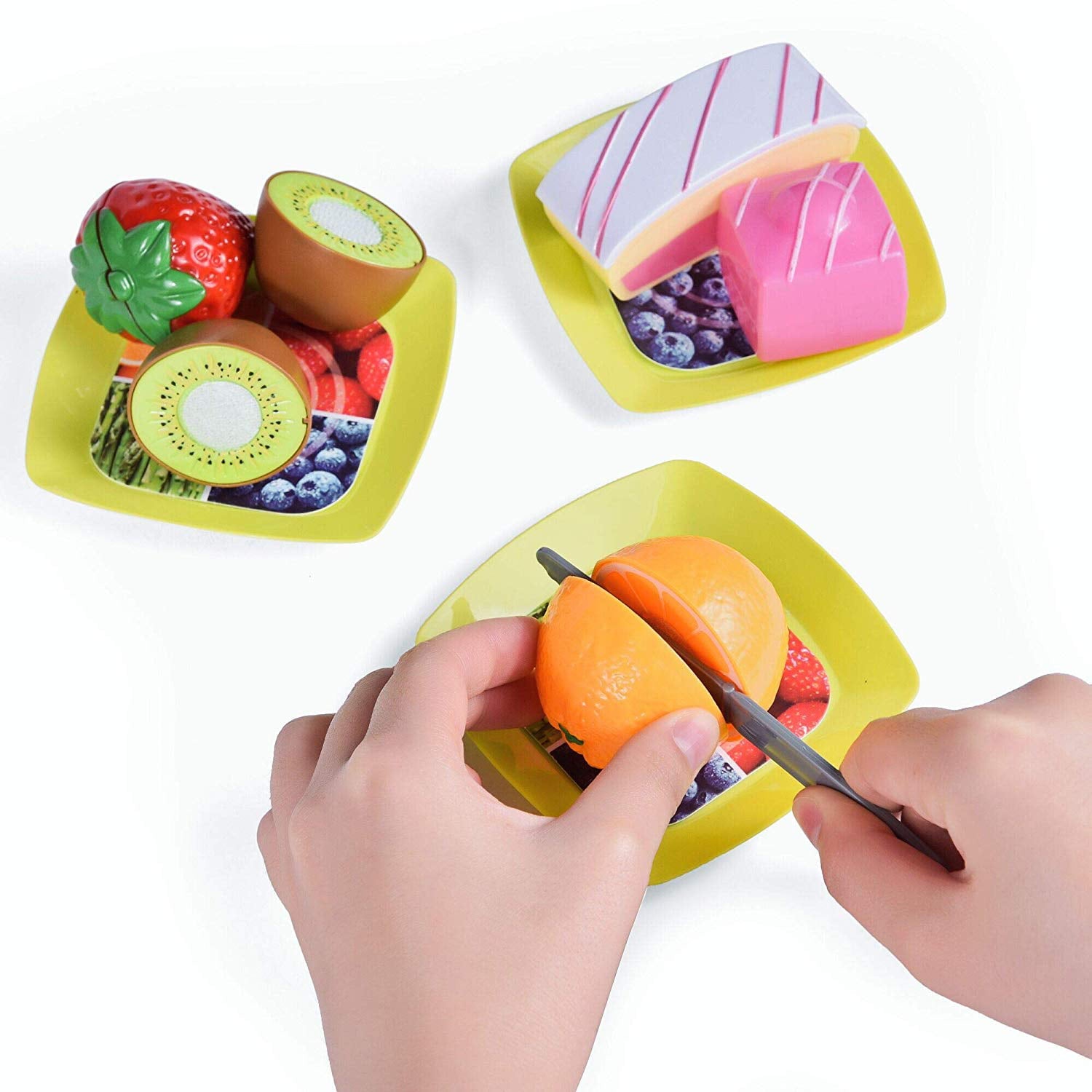 Fun Little Toys Pretend Life 40 PCs Pretend Play Fast, Pretend Play Kitchen Set,Cutting Fruits Play Kitchen Sets,Children Toy Food Set,Birthday,Xmas Gifts for Kids,Boys,Girls