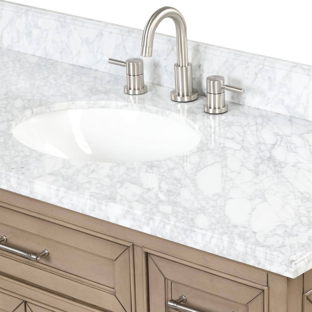 Home Decorators Collection Windlowe 49 in. W x 22 in. D Bath Vanity in Almond Taupe with Carrara Marble Vanity Top in White with White Sink 15101-VS49C-AT