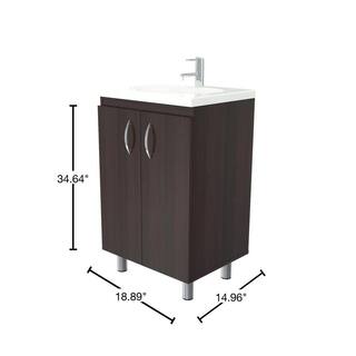 Inval 18.89 in. W x 14.96 in. D Bathroom Vanity in Espresso-Wengue with White Vanity Top and White Basin GBP-028