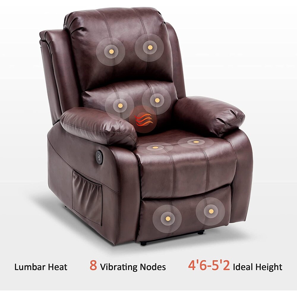 MCombo Small Sized Power Lift Recliner Chair with Massage and Heat  USB Ports  Faux Leather 7409