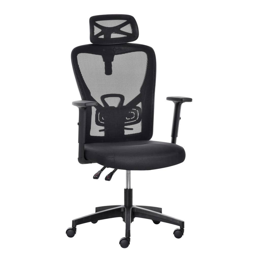 Vinsetto Black, Mesh Home Office Chair High Back Ergonomic Computer Task Chair with Lumbar Back Support, Rotate Headrest 921-404V80