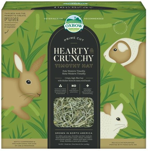 Oxbow Prime Cut Hearty and Crunchy Timothy Hay Small Pet Food， 80-oz bag