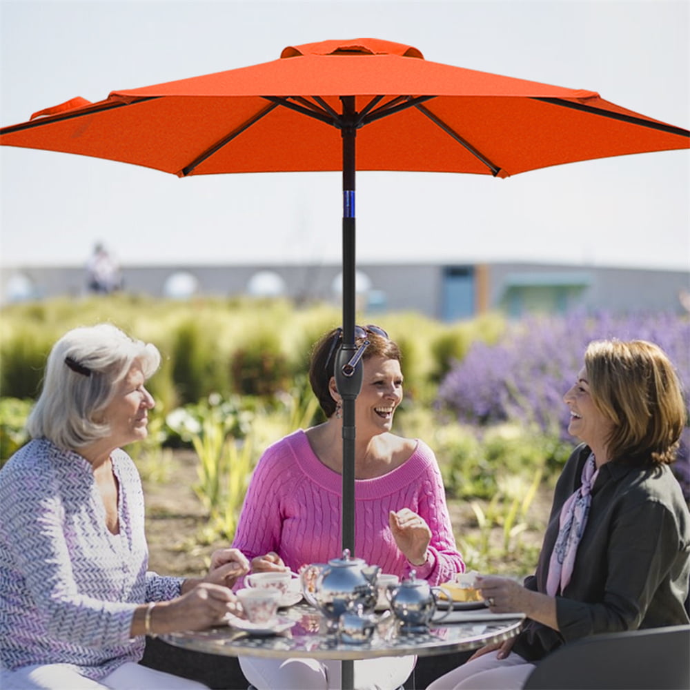 Cozyhom 7.5 ft Outdoor Patio Umbrella with Tilt and Crank Waterproof Market Umbrella 6 Ribs, Orange